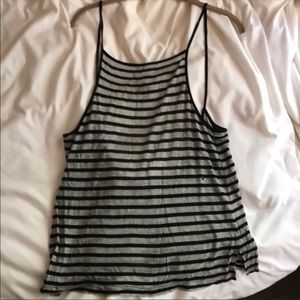 GREY AND BLACK STRIPED LOOSE SPAGHETTI STRAP